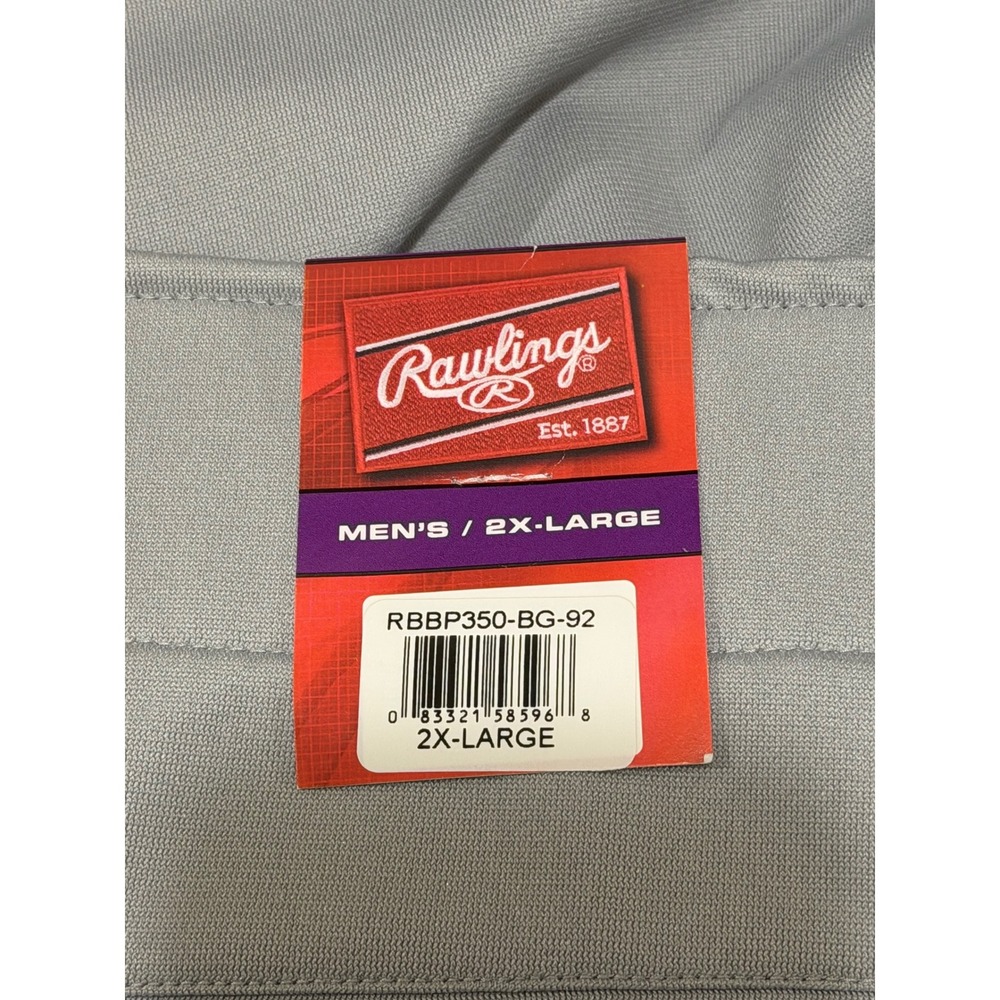 Rawlings Men's Adult 2X Large Gray Baseball Softball Pants RBBP350 New With Tags - Picture 3 of 5
